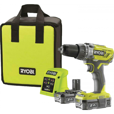 Akum. smūginis suktuvas - gręžtuvas Ryobi R18PD3-220S, 18 V, 2x2,0 Ah