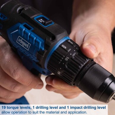 Akumuliatorinis suktuvas/gręžtuvas BC-CD60-X 20V, set S (2Ah + charger), Scheppach 8