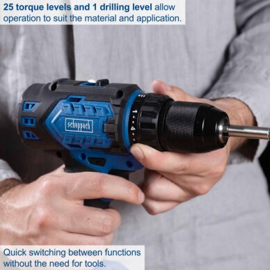 Akumuliatorinis suktuvas/gręžtuvas BC-DD60-X 20V, set S (2Ah + charger), Scheppach 5