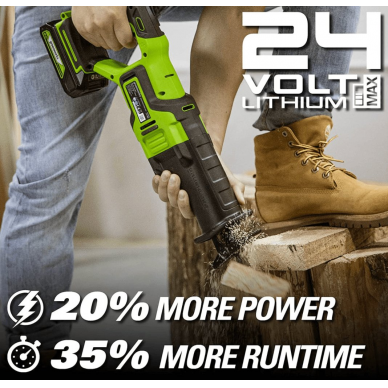 Akumuliatorinis tiesinis pjūklas Greenworks GD24RS, 24 V, (tik įrankis) 4 Akumuliatorinis tiesinis pjūklas Greenworks GD24RS, 24 V, (tik įrankis) 4