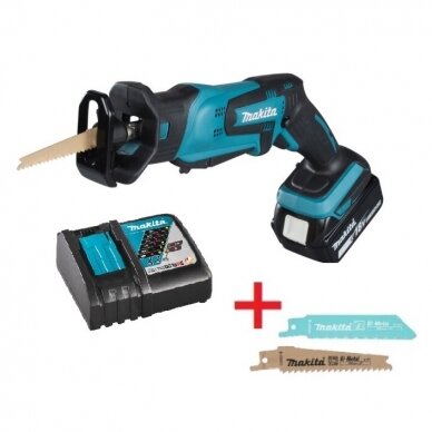 Akumuliatorinis tiesinis pjūklas Makita DJR183RT + peiliukai, 18V, 1x5,0Ah Akumuliatorinis tiesinis pjūklas Makita DJR183RT + peiliukai, 18V, 1x5,0Ah