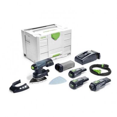 Akumuliatorinis trikampis šlifuoklis Festool DTSC 400 3,0 I-Set, 18 V, 2 x 3,0 Ah, (577509) Akumuliatorinis trikampis šlifuoklis Festool DTSC 400 3,0 I-Set, 18 V, 2 x 3,0 Ah, (577509)