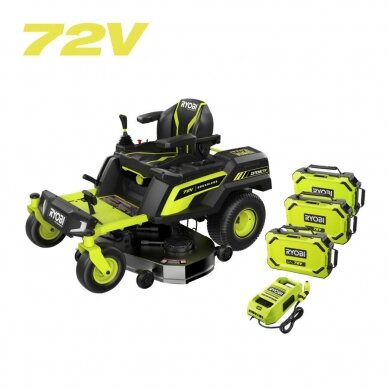 Akumuliatorinis vejos traktorius Ryobi RY72ZTRX137-310, 72 V, 2x10 Ah, 137cm 1 Akumuliatorinis vejos traktorius Ryobi RY72ZTRX137-310, 72 V, 2x10 Ah, 137cm 1