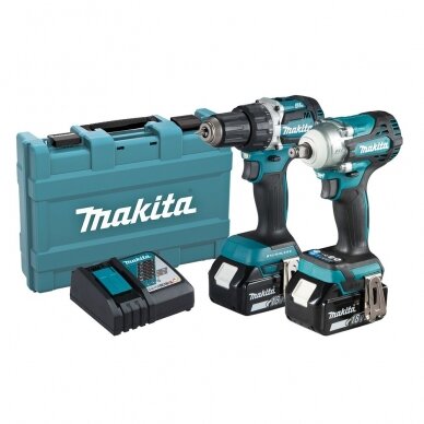 Akumuliatorinių įrankių komplektas MAKITA DLX2410G (DDF484Z+DTW300Z), 18V, 2x6.0Ah Akumuliatorinių įrankių komplektas MAKITA DLX2410G (DDF484Z+DTW300Z), 18V, 2x6.0Ah