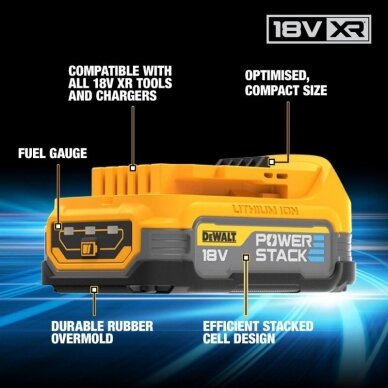 Akumuliatorius DeWALT Powerstack DCBP034-XJ, 18 V, li-ion, 1.7Ah 4 Akumuliatorius DeWALT Powerstack DCBP034-XJ, 18 V, li-ion, 1.7Ah 4