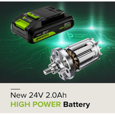 AKUMULIATORIUS HIGH PERFORMANCE Greenworks 24V 2Ah G24B2HP750 1 AKUMULIATORIUS HIGH PERFORMANCE Greenworks 24V 2Ah G24B2HP750 1