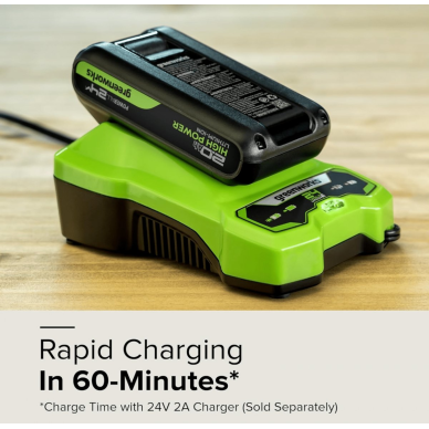 AKUMULIATORIUS HIGH PERFORMANCE Greenworks 24V 2Ah G24B2HP750 3 AKUMULIATORIUS HIGH PERFORMANCE Greenworks 24V 2Ah G24B2HP750 3