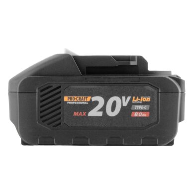 Akumuliatorius ProCraft 20/8C, 20V Li-ion, 8000mAh (USB type C) 2