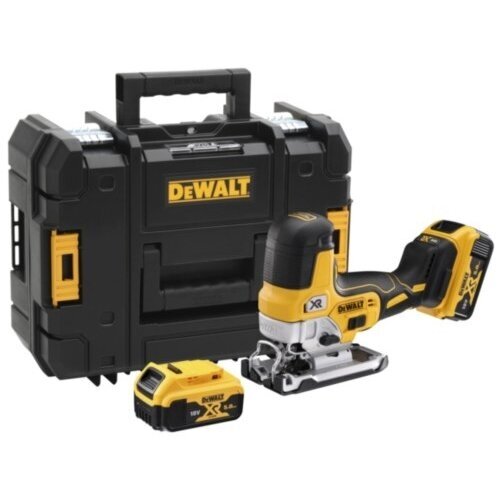 Akumuliatorinis siaurapjūklis DeWalt DCS335P2-QW, 18 V, 2x5.0 Ah Akumuliatorinis siaurapjūklis DeWalt DCS335P2-QW, 18 V, 2x5.0 Ah