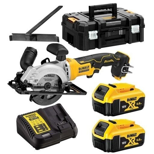Akumuliatorinis diskinis pjūklas Dewalt DCS571P2-QW, 18 V, 2x5.0 Ah Akumuliatorinis diskinis pjūklas Dewalt DCS571P2-QW, 18 V, 2x5.0 Ah