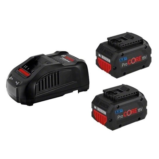 Akumuliatorių ir kroviklio komplektas Bosch GBA 2x5.5Ah ProCORE18V, GAL 1880CV Akumuliatorių ir kroviklio komplektas Bosch GBA 2x5.5Ah ProCORE18V, GAL 1880CV