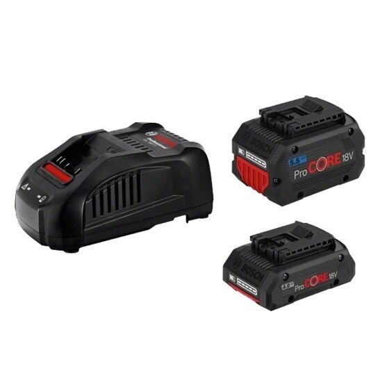 Akumuliatorių ir kroviklio komplektas Bosch GBA 4.0Ah + 5.5Ah ProCORE18V, GAL 1880CV Akumuliatorių ir kroviklio komplektas Bosch GBA 4.0Ah + 5.5Ah ProCORE18V, GAL 1880CV