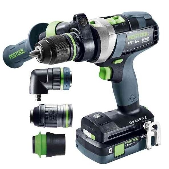 Akumuliatorinis smūginis gręžtuvas-suktuvas QUADRIVE Festool TPC 18/4 5,0/4,0 I-Set/XL, 18 V, 4,0 / 5,0 Ah, (577622) 1