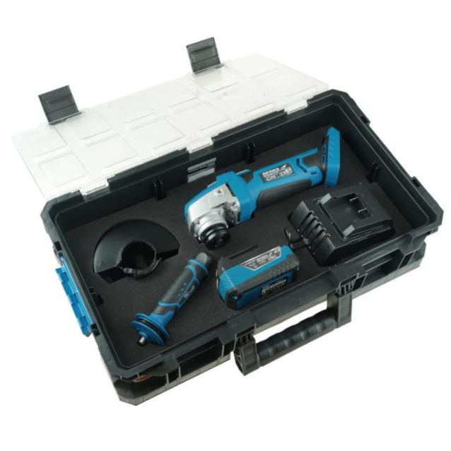 Akumuliatorinis kampinis šlifuoklis Dedra N0303G02, 18V (DED7050+1x4Ah) 2 Akumuliatorinis kampinis šlifuoklis Dedra N0303G02, 18V (DED7050+1x4Ah) 2