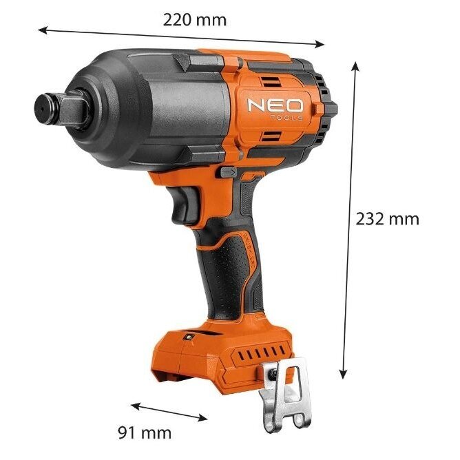 Akumuliatorinis smūginis veržliaraktis NEO 04-618, 1100 NM ENERGY+ 18V (be akum. ir krov.) 5