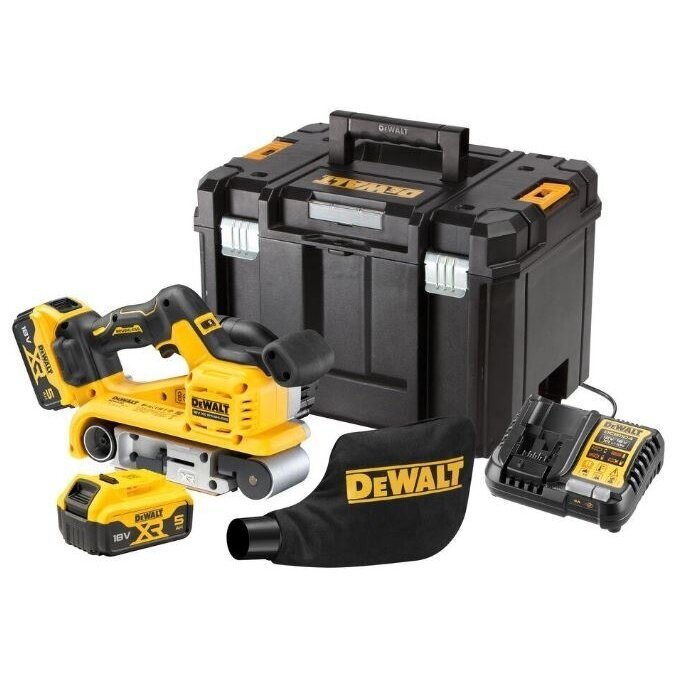 Akumuliatorinis juostinis šlifuoklis DeWalt DCW220P2-QW, 18V, 2x5Ah, 75x533mm, TSTAK Akumuliatorinis juostinis šlifuoklis DeWalt DCW220P2-QW, 18V, 2x5Ah, 75x533mm, TSTAK
