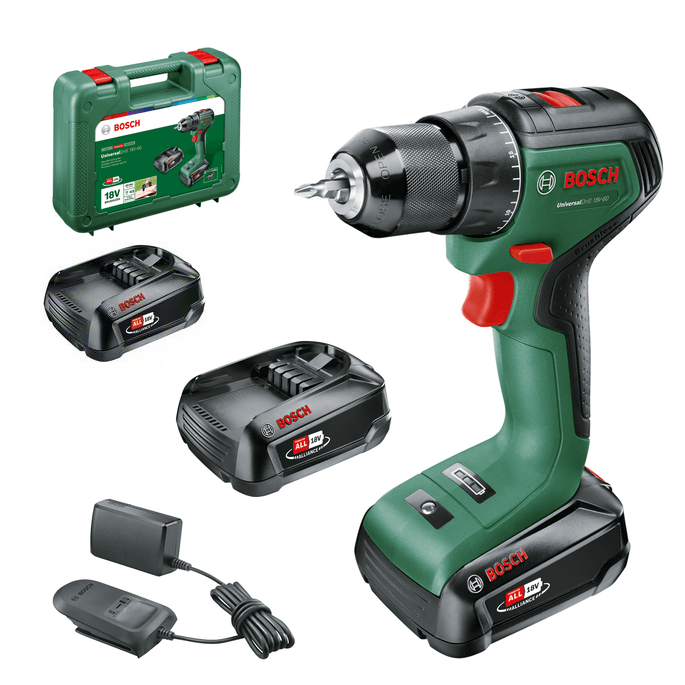 Akumuliatorinis gręžtuvas- suktuvas Bosch UniversalDrill 18V-60, 18 V, 2x2,0 Ah Akumuliatorinis gręžtuvas- suktuvas Bosch UniversalDrill 18V-60, 18 V, 2x2,0 Ah