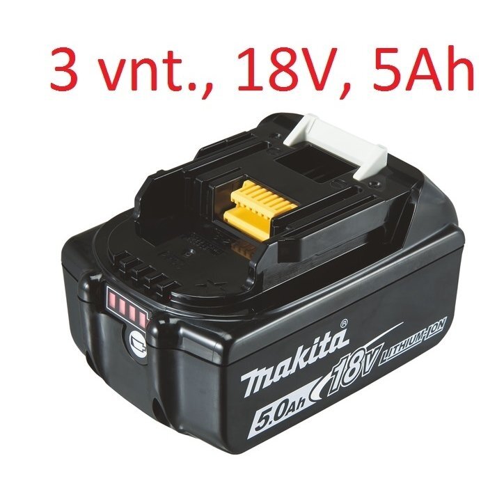 Akumuliatorinių įrankių rinkinys MAKITA DLX5032T, 18 V; 3x5,0 Ah. 6 Akumuliatorinių įrankių rinkinys MAKITA DLX5032T, 18 V; 3x5,0 Ah. 6