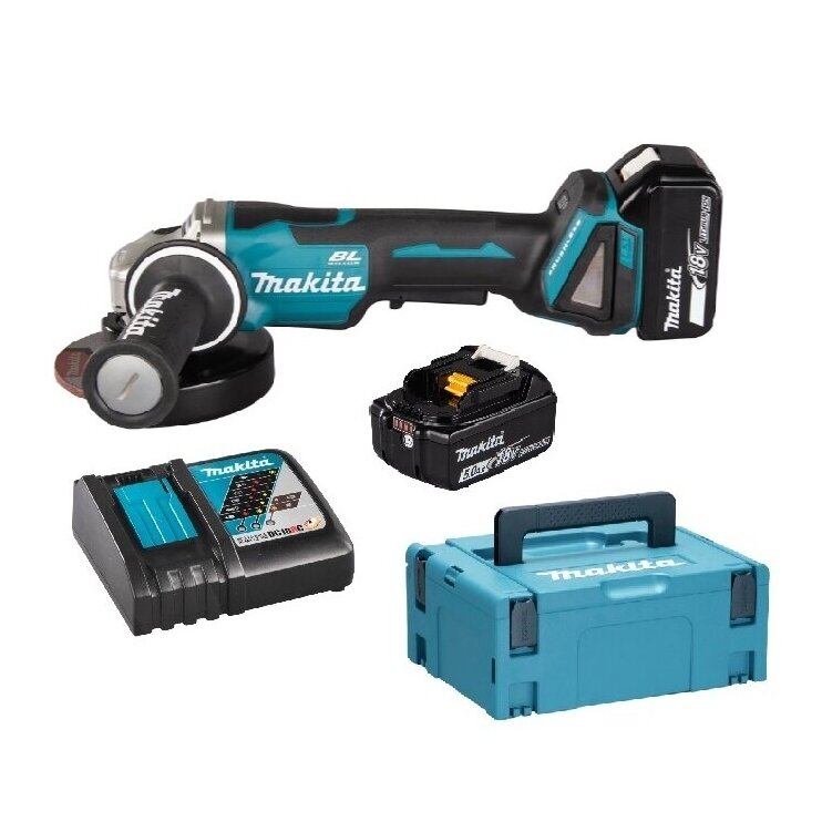 Akumuliatorinis kampinis šlifuoklis Makita DGA508RTJ, 18V, 2x5,0Ah Akumuliatorinis kampinis šlifuoklis Makita DGA508RTJ, 18V, 2x5,0Ah