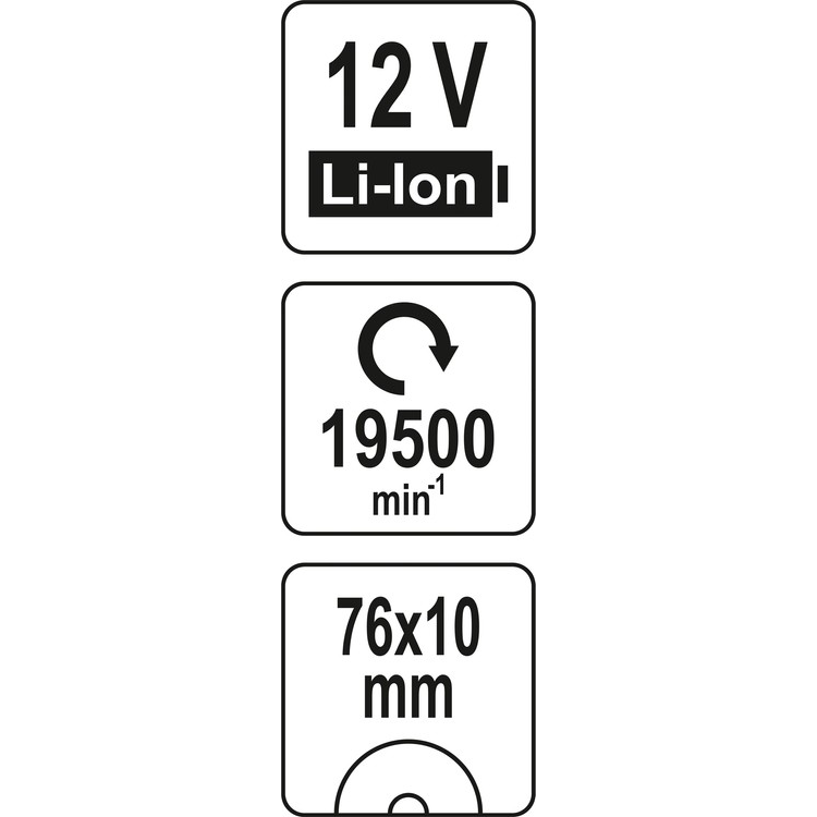 Akumuliatorinis bešepetėlinis pjoviklis Yato, 12 V, 76 mm, (be akum. ir krov.) 5 Akumuliatorinis bešepetėlinis pjoviklis Yato, 12 V, 76 mm, (be akum. ir krov.) 5
