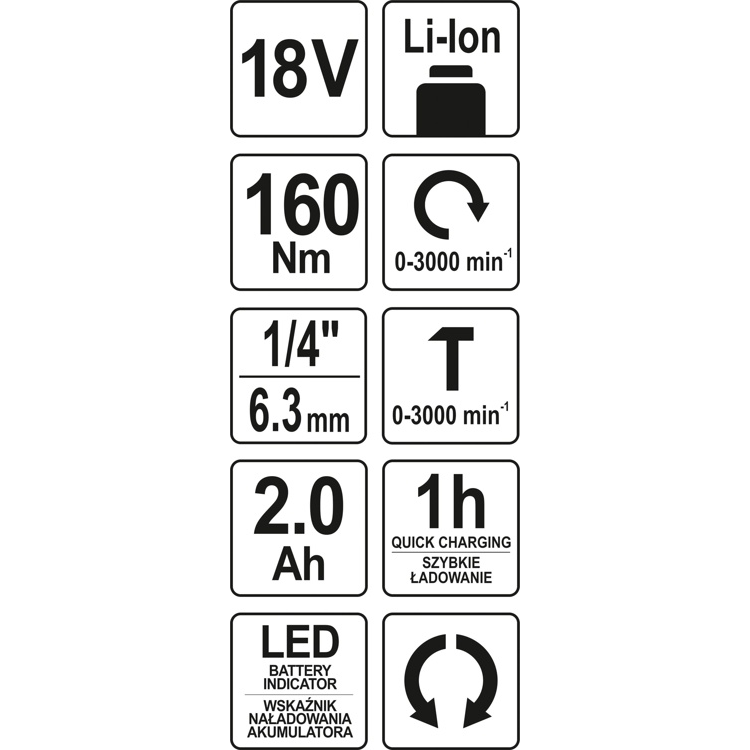 Akumuliatorinis smūginis suktuvas-gręžtuvas Yato, 18 V, 1x2,0 Ah 3