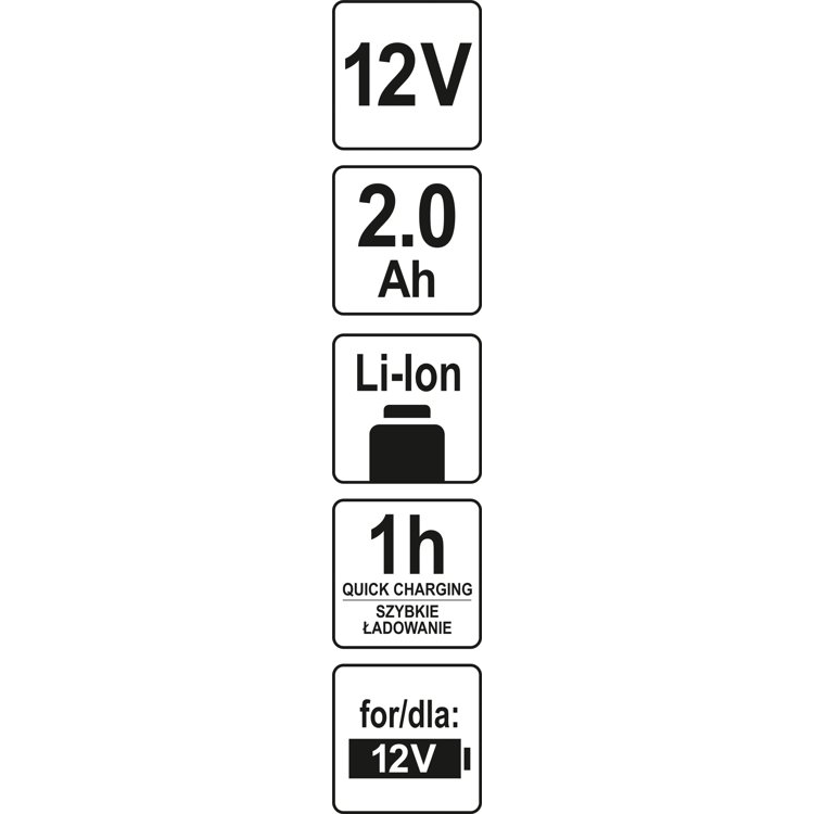 Akumuliatorius Yato LI- ION, 12 V, 2,0 Ah 3 Akumuliatorius Yato LI- ION, 12 V, 2,0 Ah 3