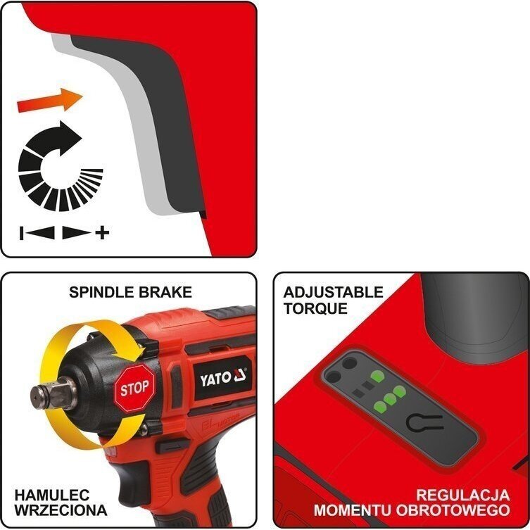Akumuliatorinis smūginis veržliasūkis Yato, 3Ah, 250Nm, 18V 7 Akumuliatorinis smūginis veržliasūkis Yato, 3Ah, 250Nm, 18V 7