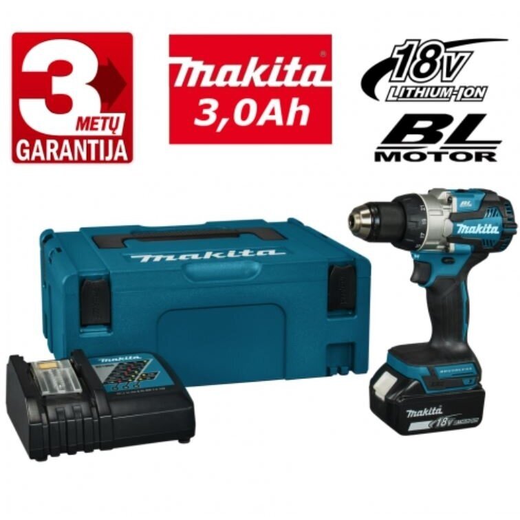 Akumuliatorinis suktuvas-gręžtuvas Makita DDF489RF1J, 18V, 1x3,0Ah Akumuliatorinis suktuvas-gręžtuvas Makita DDF489RF1J, 18V, 1x3,0Ah