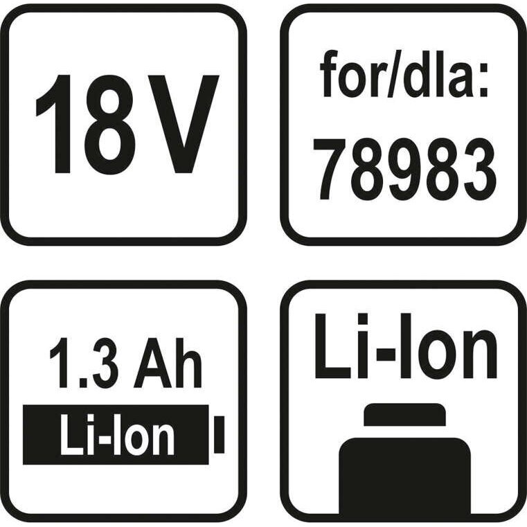 Akumuliatorius Sthor, LI-ION, 18 V, 1,3 Ah 2 Akumuliatorius Sthor, LI-ION, 18 V, 1,3 Ah 2