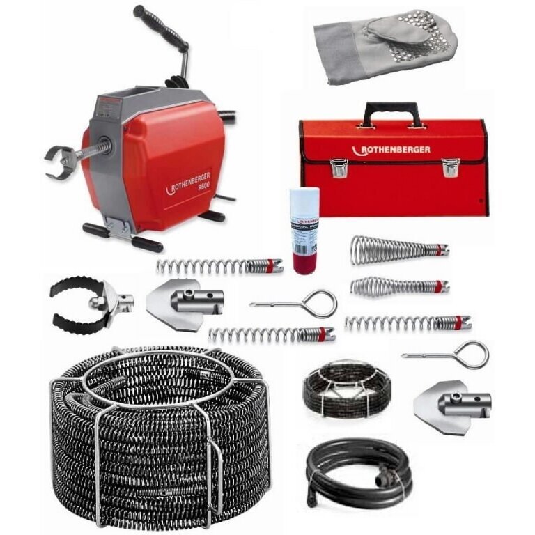 Vamzdžių valymo mašina R600,komplektas 16mm+22mm spiralės, Rothenberger Vamzdžių valymo mašina R600,komplektas 16mm+22mm spiralės, Rothenberger