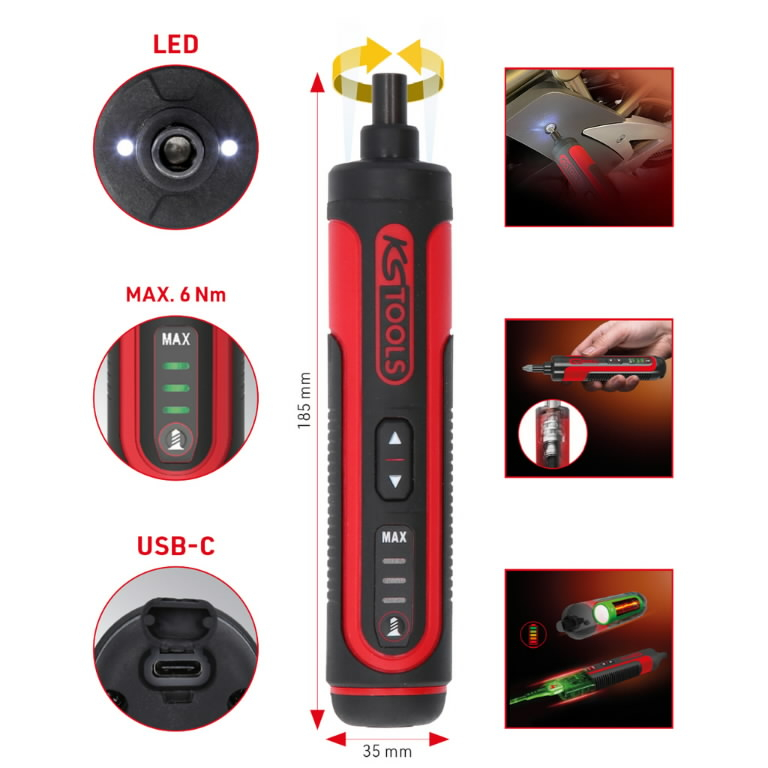 Akumuliatorinis suktuvas eMONSTER,  komplektas su 1/4´´ antg, KS Tools 1