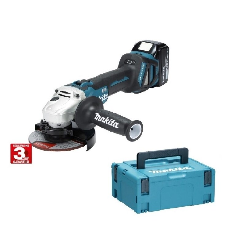 Akumuliatorinis kampinis šlifuoklis Makita DGA511ZJ, 18V (be akum. ir krov.) Akumuliatorinis kampinis šlifuoklis Makita DGA511ZJ, 18V (be akum. ir krov.)