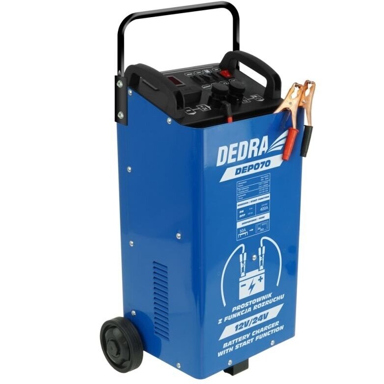 Akumuliatorių įkroviklis su paleidimo funkcija Dedra DEP070, 12/24V, 40-400Ah Akumuliatorių įkroviklis su paleidimo funkcija Dedra DEP070, 12/24V, 40-400Ah