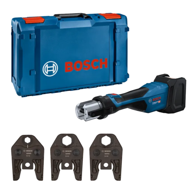 Akumuliatorinis presavimo įrankis Bosch GPT 18V-32 Solo, Kit SV-15/22/28, LB-XL 06019M2102