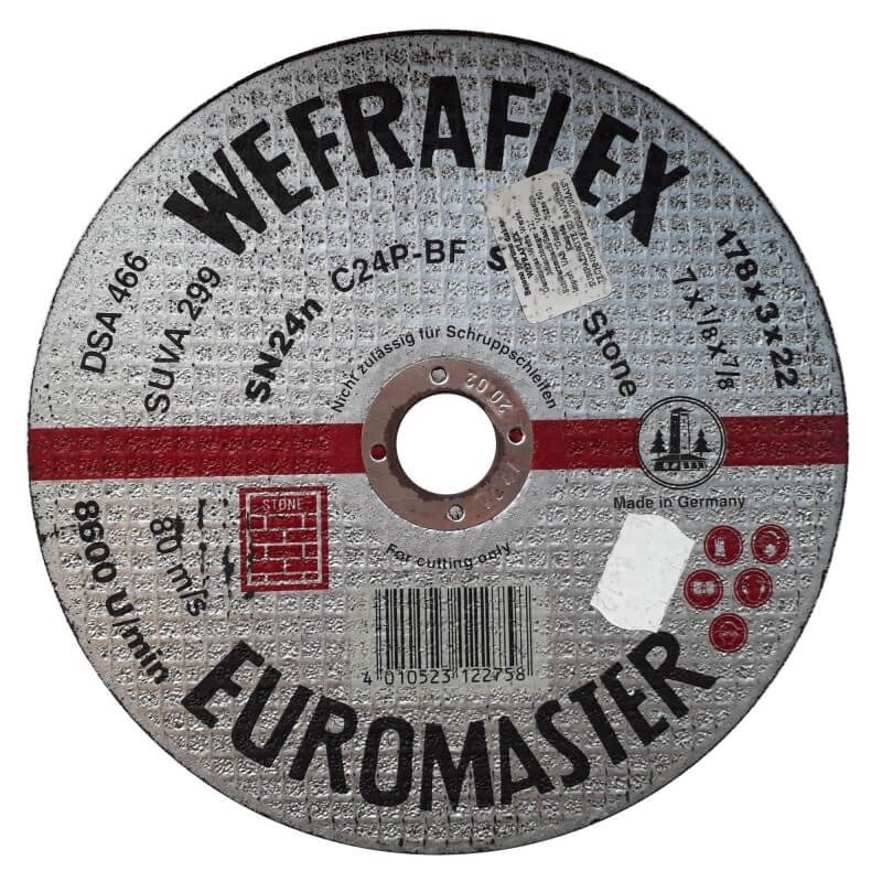 Akmens pjovimo diskas WEFRA SN24n 178x3x22mm Akmens pjovimo diskas WEFRA SN24n 178x3x22mm