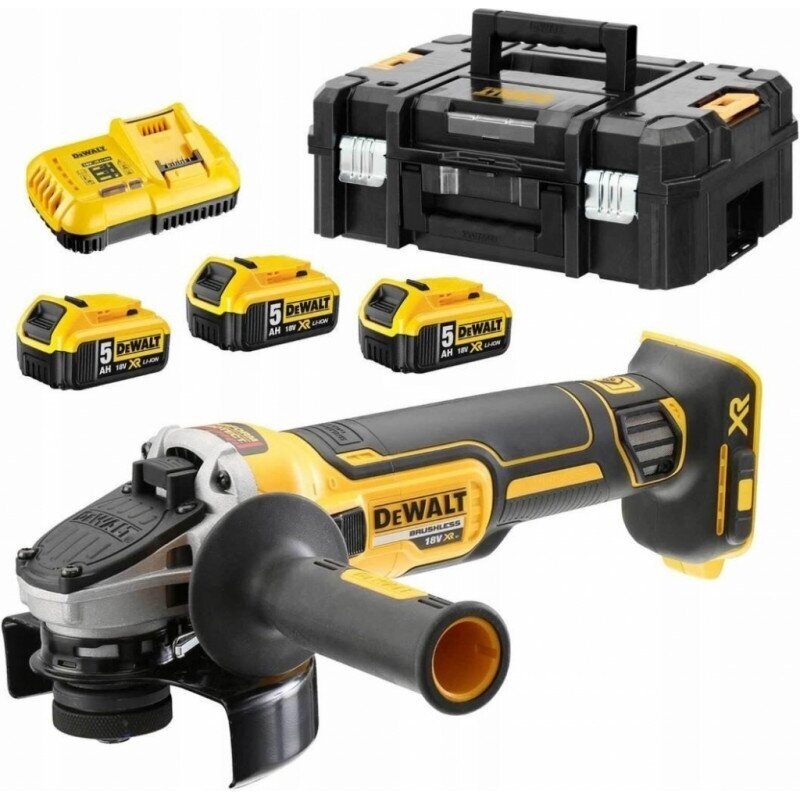 Akumuliatorinis kampinis šlifuoklis Dewalt DCG405P3-QW, 3x5.0Ah Akumuliatorinis kampinis šlifuoklis Dewalt DCG405P3-QW, 3x5.0Ah