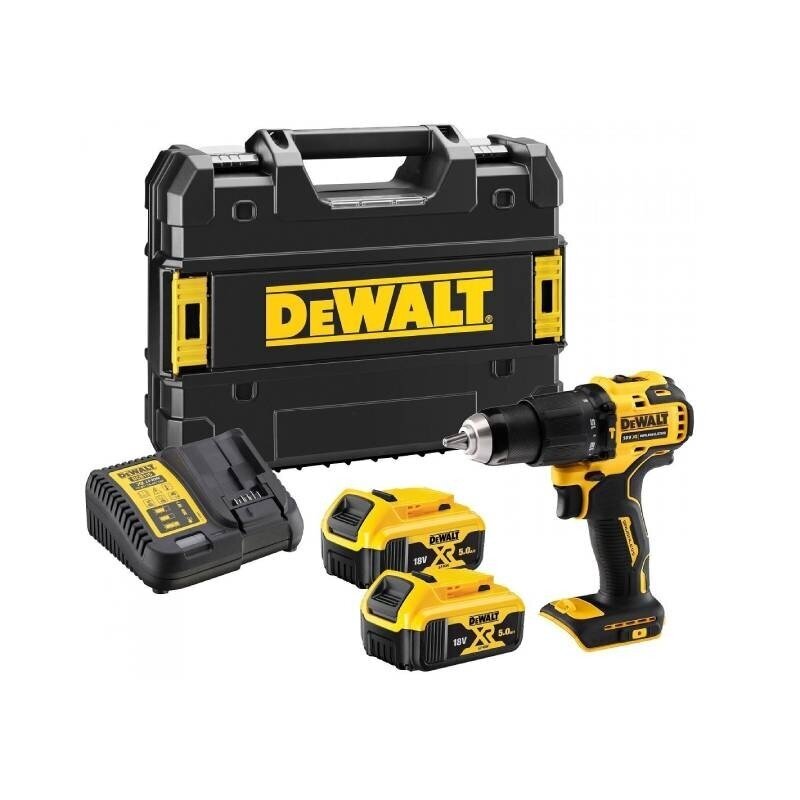 Akumuliatorinis smūginis suktuvas-gręžtuvas DeWalt DCD709P2T-QW, 18 V, 2x5.0 Ah Akumuliatorinis smūginis suktuvas-gręžtuvas DeWalt DCD709P2T-QW, 18 V, 2x5.0 Ah