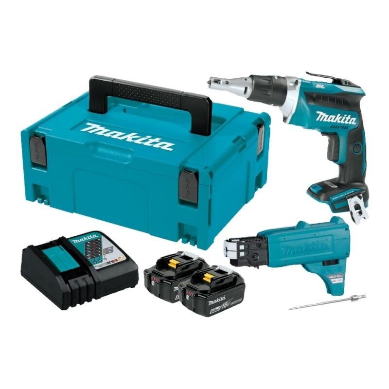Akumuliatorinis suktuvas Makita DFS452TJX2, 18V, 2X5.0Ah (medvaržčių sukimui)