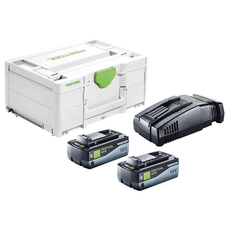 Akumuliatorių ir įkroviklio rinkinys Festool SYS 18V 2x8,0/SCA16 (577327) Akumuliatorių ir įkroviklio rinkinys Festool SYS 18V 2x8,0/SCA16 (577327)