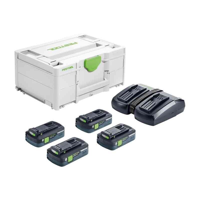Akumuliatorių ir įkroviklio rinkinys Festool SYS 18V 4x4,0/TCL 6 DUO (577104) Akumuliatorių ir įkroviklio rinkinys Festool SYS 18V 4x4,0/TCL 6 DUO (577104)