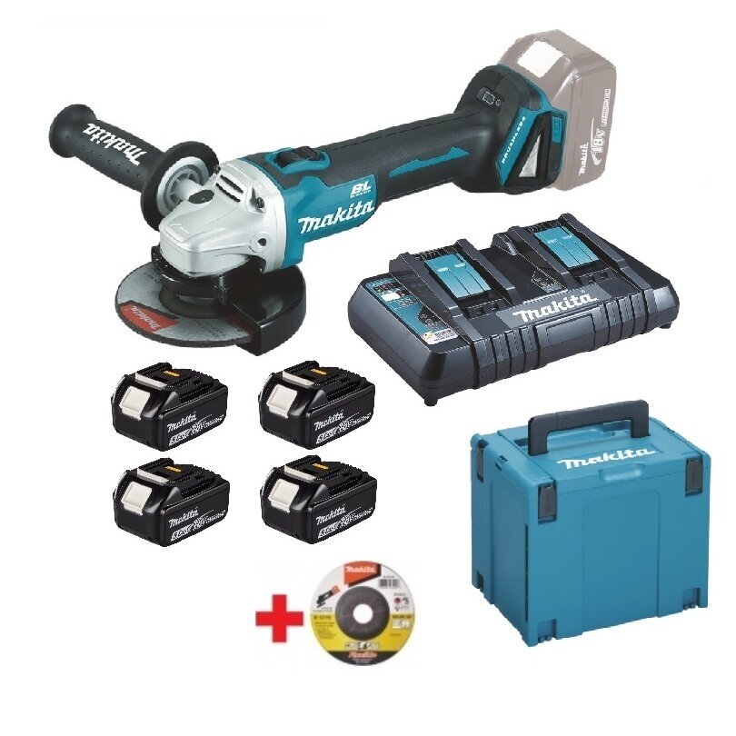 Akumuliatorinis kampinis šlifuoklis Makita 198836-0 DGA506, 18V, 4x5,0Ah Akumuliatorinis kampinis šlifuoklis Makita 198836-0 DGA506, 18V, 4x5,0Ah