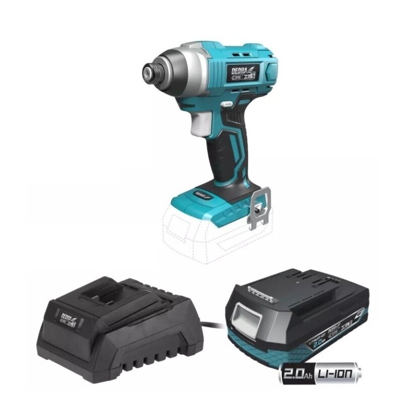 Akumuliatorinis smūginis suktuvas Dedra DED7029, 18 V (DED7045+DED7032+DED7038) Akumuliatorinis smūginis suktuvas Dedra DED7029, 18 V (DED7045+DED7032+DED7038)