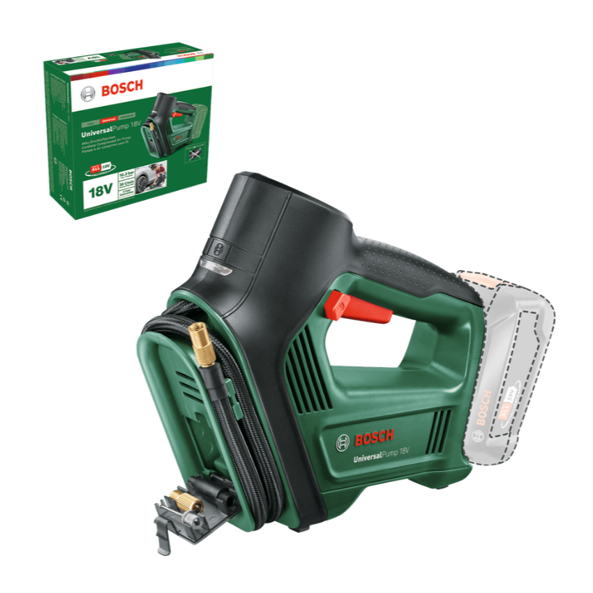 Akumuliatorinis kompresorius Bosch UniversalPump 18 V, (be akum. ir krov.) Akumuliatorinis kompresorius Bosch UniversalPump 18 V, (be akum. ir krov.)