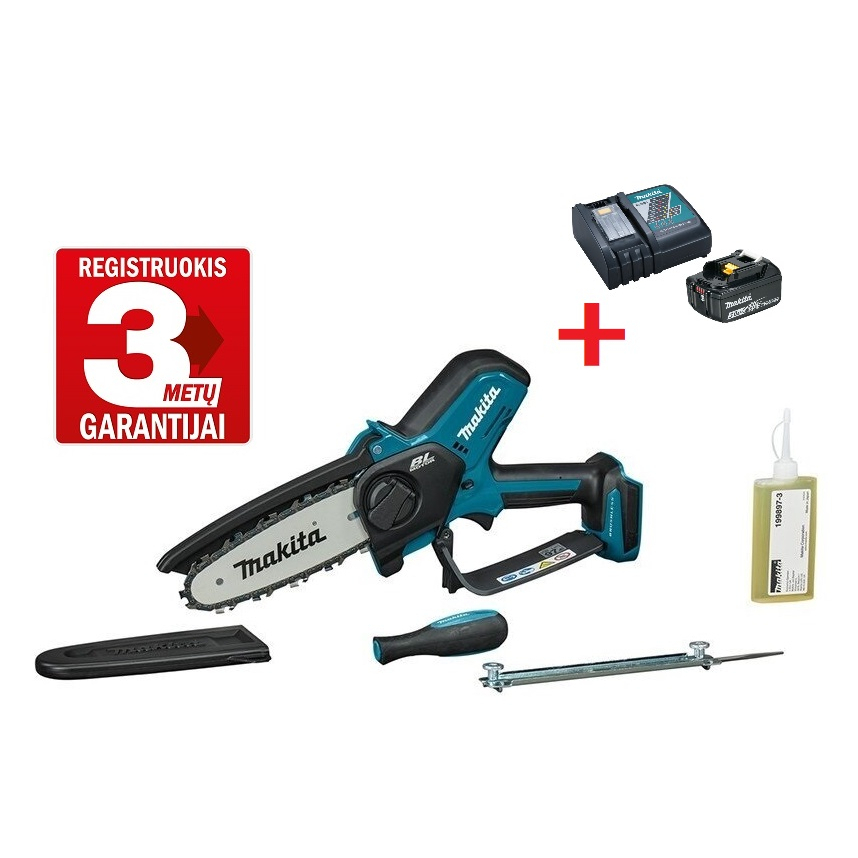 Akumuliatorinis genėjimo pjūklas Makita DUC150RF, 18V, 150mm, 1x3Ah+krov. Akumuliatorinis genėjimo pjūklas Makita DUC150RF, 18V, 150mm, 1x3Ah+krov.