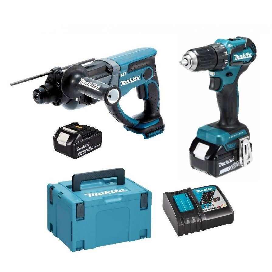 Akumuliatorinių įrankių komplektas Makita DHR202+DDF483, 18V, 2x5,0Ah Akumuliatorinių įrankių komplektas Makita DHR202+DDF483, 18V, 2x5,0Ah
