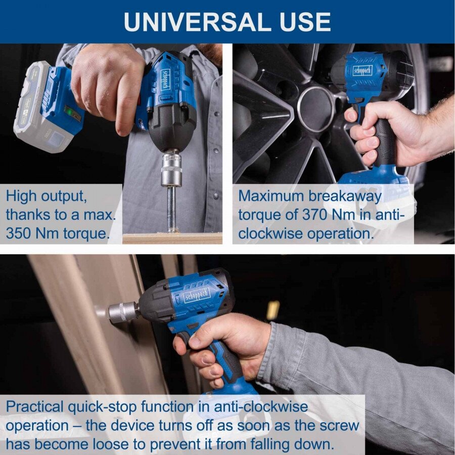 Akumuliatorinis veržliasukis BC-IW350-X 20V, korpusas, Scheppach 4 Akumuliatorinis veržliasukis BC-IW350-X 20V, korpusas, Scheppach 4