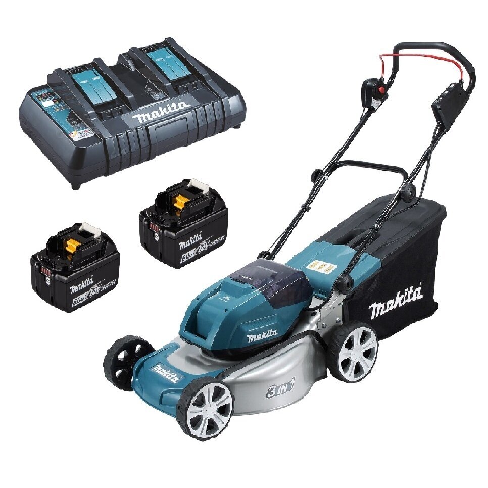 Akumuliatorinė vejapjovė Makita DLM460PT2, 2x18V, 2x5,0Ah, 46cm Akumuliatorinė vejapjovė Makita DLM460PT2, 2x18V, 2x5,0Ah, 46cm