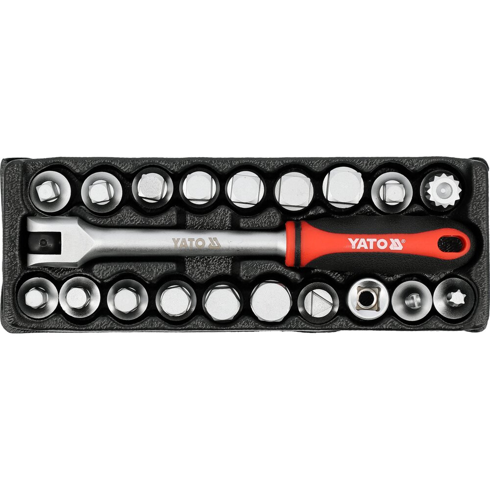 Alyvos išleidimo antgalių komplektas su raktu | 3/8" | 20 vnt (YT-05992) Alyvos išleidimo antgalių komplektas su raktu | 3/8" | 20 vnt (YT-05992)