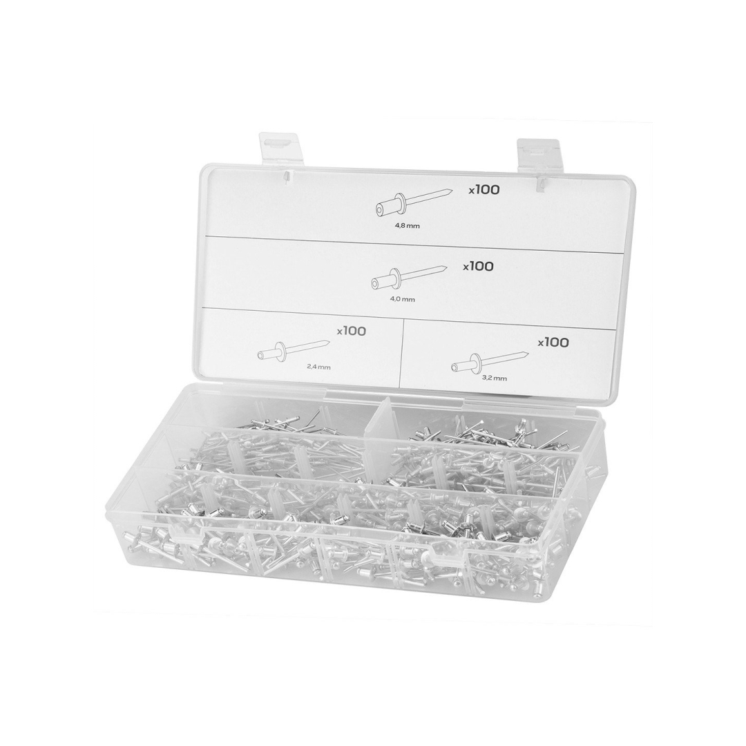 Aliuminio kniedės, 400 vnt. rinkinys 4 Aliuminio kniedės, 400 vnt. rinkinys 4