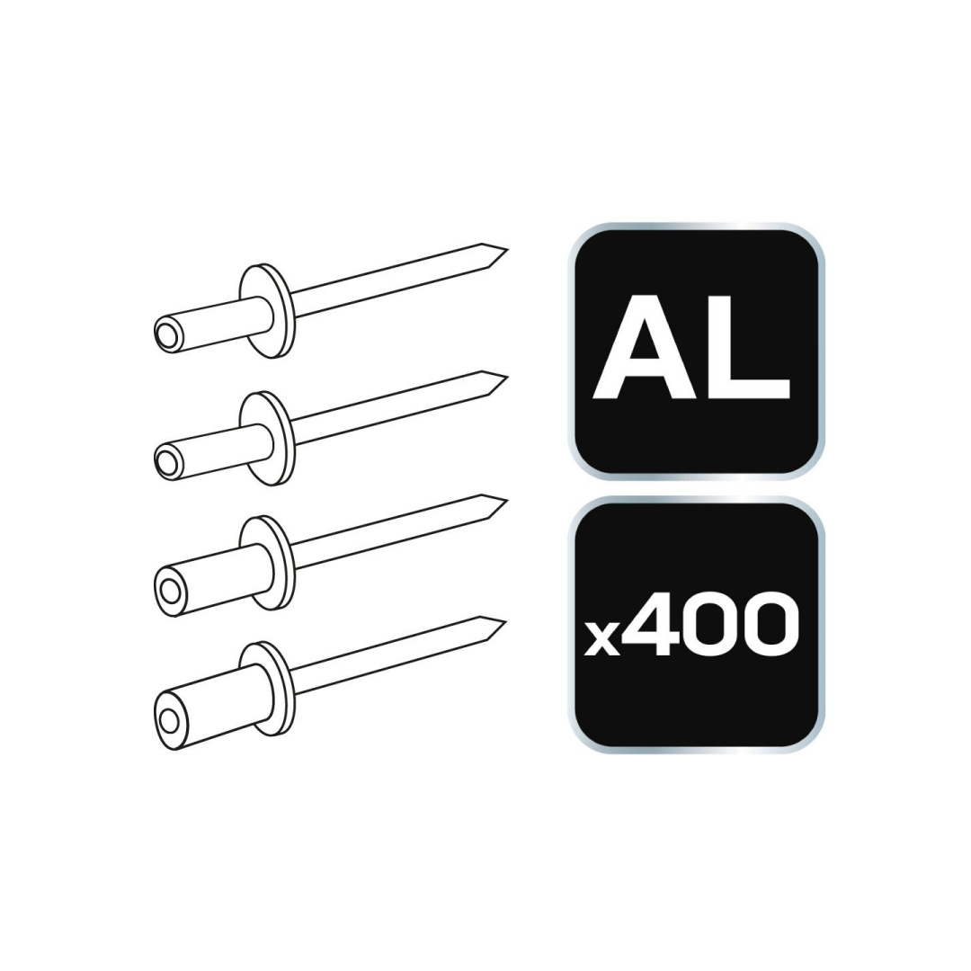 Aliuminio kniedės, 400 vnt. rinkinys 7